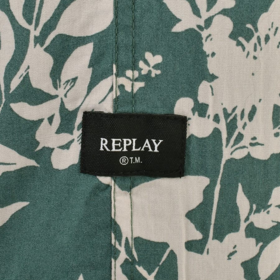 Replay Short Sleeve Floral Shirt Green Mainline Menswear Denmark
